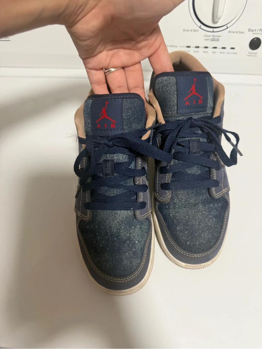 Nike Kids Navy and Tan Denim Low-Top Sneakers